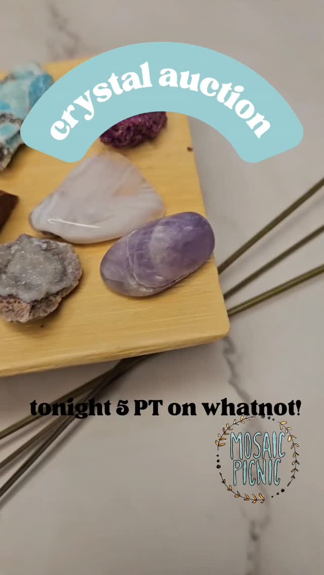 Link in bio! Crystals starting at $2... And here is a free $15: https://whatnot.com/invite/mosaicpicnic