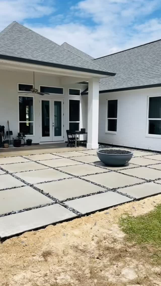 Installing custom concrete hardscapes for a client—bringing both function and style to their outdoor space. #Customconcrete #firepitdesign #outdoorliving