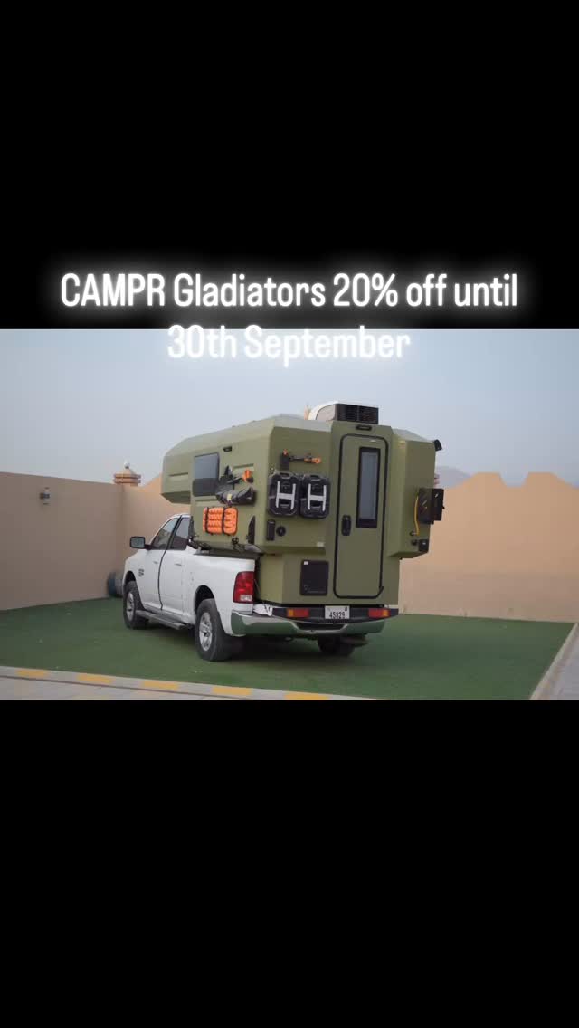 🔥 20% OFF CAMPR GLADIATORS until 30th September!
Your adventure, your way — Wadi, Beach, Desert or Mountain, the Gladiator is ready. 🚐✨
Luxury on wheels: fridge, toilet, temp-controlled shower & more.
📅 Limited time. Don’t miss out!
👉 Book now: campr.ae/gladiator-overland
🌍 www.campr.ae | 📞 058 214 8883
#CAMPR #GladiatorLife #DubaiCamping #DesertEscape #WadiAdventure #BeachVibes #MountainRetreat