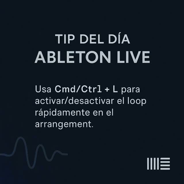 Tip de Ableton Live para productores! 🎧
¿Quieres acelerar tu flujo de trabajo?
Con el atajo Cmd + L (Mac) o Ctrl + L (Windows), podrás activar y desactivar rápidamente el loop en la vista de arreglo.
¡Así de fácil!
Si buscas dominar Ableton y llevar tu música al siguiente nivel, inscríbete en uno de nuestros cursos en Sahasrara Escuela de Música.
¡Invierte en tu talento!
Visita : https://www.sahasraraescuela.com/