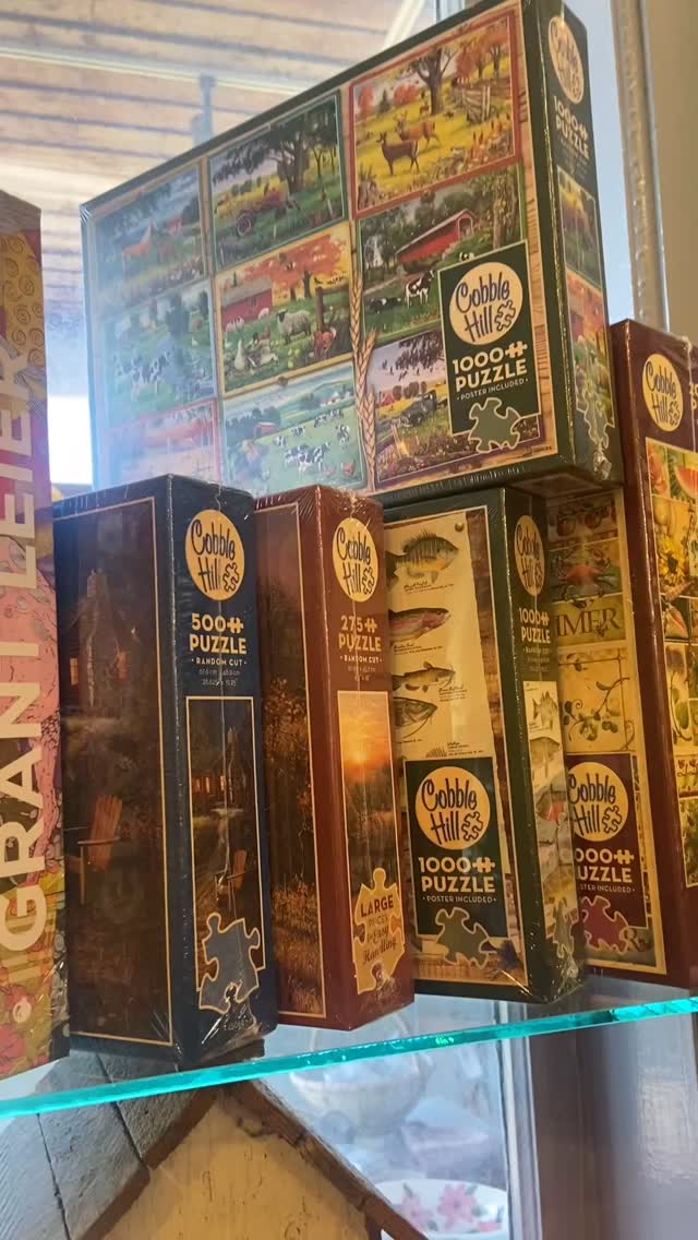 Beautiful selection of puzzles just perfect for the fall winter come in and see our huge selection or give us a call and we can help you!