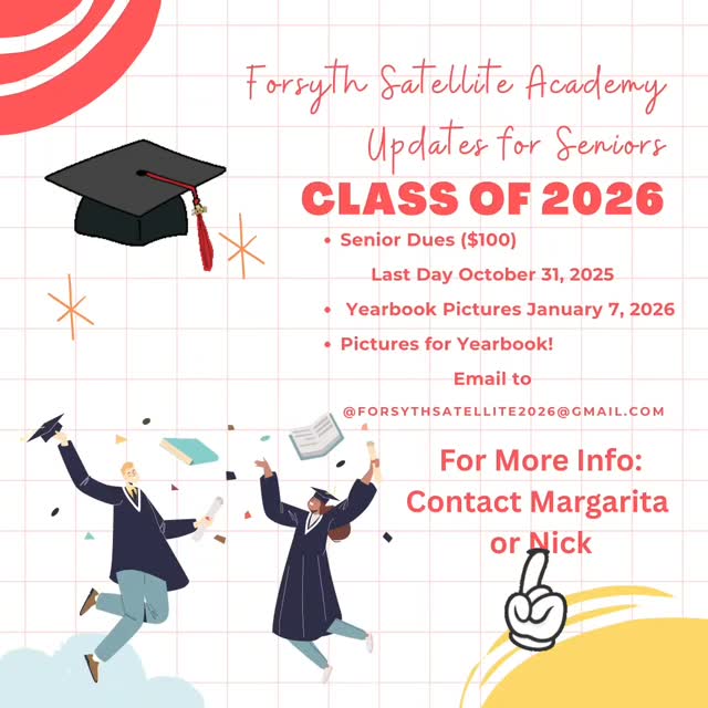 HEY SENIORS! Just a few reminders for the Class of 2026. If you have any questions, please see Margarita or Nick.
#senior #seniors #classof2026 #seniordues #senioritis #forsythsatelliteacademy #highschool #nyc #nycpublicschools #nychighschools #transferhighschool #schoolisfun #consortiumschool #alternativeschool