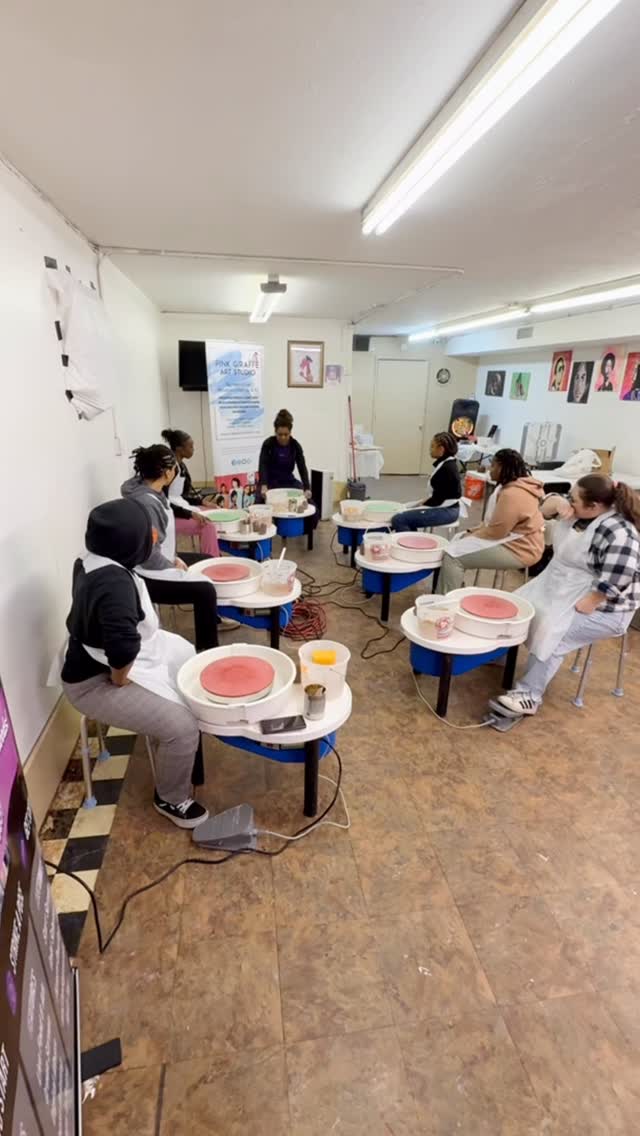 Hands on pottery fun! Perfect for beginners. Create something amazing Book one of our upcoming Wheel Throwing Workshops today! #pinkgiraffeartstudio #southshorechicago #thingstodochicago #wheelthrowing #wheelthrownceramics