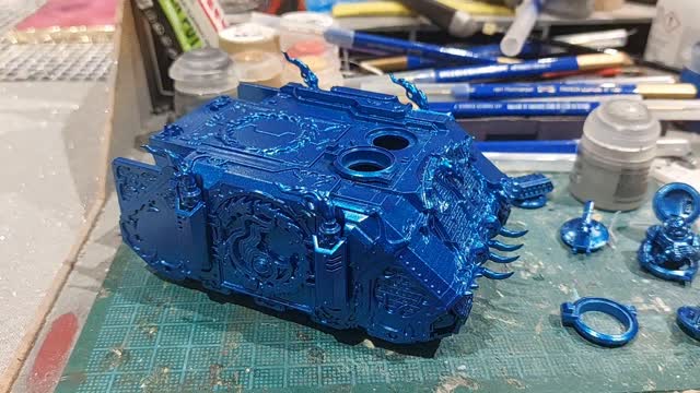 So my newer Thousand Sons have been painted in Tamiya Metallic Blue. However, that paint is not suitable for large flat areas as it is so think. Instead, I've undercoated these new tanks in a metallic blue spray over a grey base.
Cheating? Maybe, but it looks so much better in real life.
#ThousandSons
#Warhammer40k
#WarhammerCommunity
#ThousandSonsLegion
#WarhammerPainting
#Warhammer40kArt
#SpaceMarines
#ChaosSpaceMarines
#AdeptusAstartes
#Tzeentch
#HorusHeresy
#MiniaturePainting
#TabletopWargaming
#40kChaos
#MiniWarGaming
#WarhammerFan
#ChaosLegion
#WarhammerMiniatures
#PaintingWarhammer
#wip