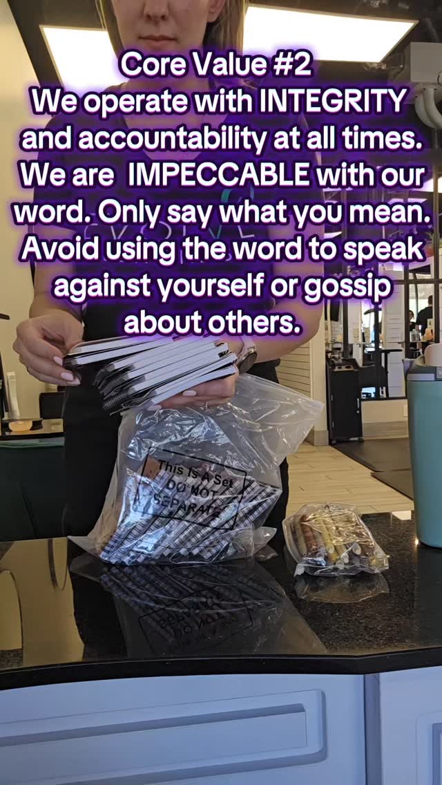 Our Core Value #2
We operate with INTEGRITY and accountability at all times. We are IMPECCABLE with our word. Only say what you mean. Avoid using the word to speak against yourself or gossip about others. #thefouragreements #wordsofaffirmation #corevalues
