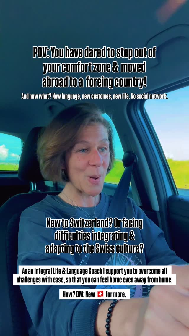 🚀 Moving to Switzerland = big courage.
But let’s be real: new language, new culture, no network… it can feel lonely.
I’ve been there — I dared the leap myself. 🌍
Now, as an Integral Life & Language Coach, I support others to make integration easier, lighter & more empowering.
✨ Looking up to you — because it takes courage to make a change. ✨
Moving to a new country isn’t just exciting, it’s also challenging.
Switzerland, with its new language, culture, and customs, can feel overwhelming at first. No social network. No familiar ground. Just you and the unknown.
I know this journey very well — I dared to take the leap myself, moving abroad more than once. And I know how hard integration can be.
That’s why, as an Integral Life & Language Coach, I’m here to support you. Together, we can navigate these challenges with more ease — so you feel at home faster and with more confidence.
💌 DM me “NEW” to start your journey of growth and integration today!
#emigration #relocation #expat #switzerland #zurich #zürich #integration #socialnetwork #language #moving #movingabroad #swissgerman #swissgermanlanguage #foreinger #coaching #support #new #newhome #courage #change #auswandern #einwandern #umzug #adventure #schweiz #suisse #culture #inclusion #language #socialization #newlife