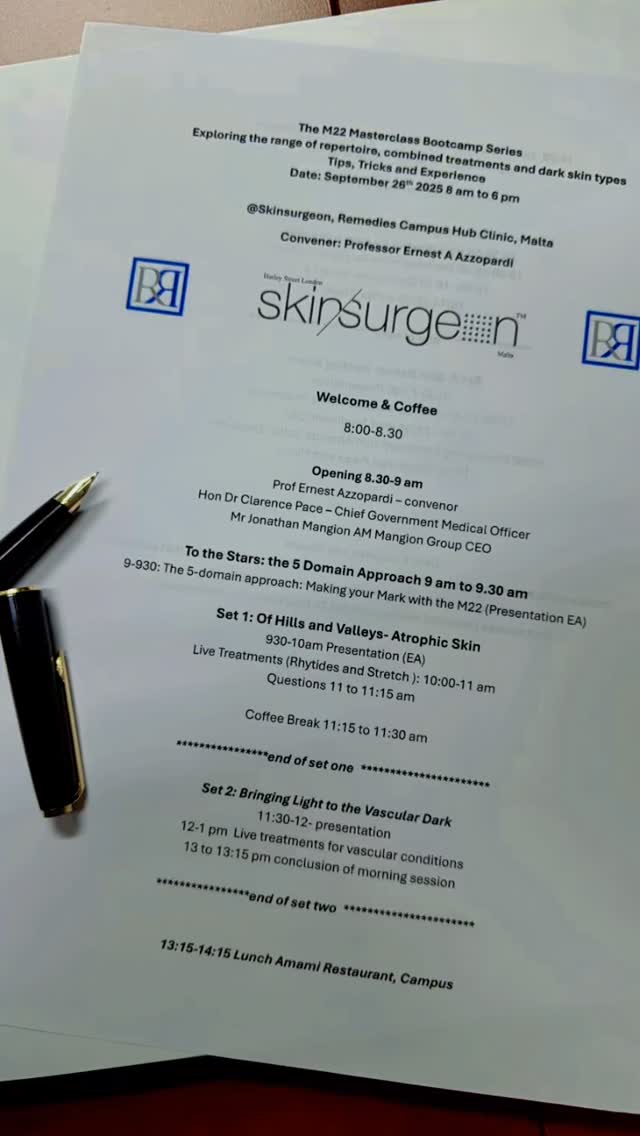 Gearing up for our International M22Stellar Masterclass tomorrow @skinsurgeon Laser Suite Remedies Campus Hub Malta
So proud to host colleagues from UK France Poland Jordan and Further Afield for a kickass bootcamp day!
We lead from the front
Stay tuned for more details
www.skinsurgeon.eu
Info@skinsurgeon.eu
Professor Ernest Azzopardi
Experience innovation Excellence #skinsurgeon #plasticsurgeon #lasersurgery #lumenis #malta #scarstoyourbeautiful #pigmentation #reconstruction #aestheticsurgery #vascular
