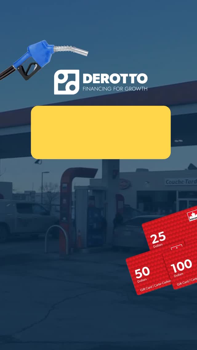 What if your next fill-up was on us?
At DEROTTO, we know running a business takes a lot of fuel — in your tank and in your budget. That’s why we created our Free Gas Program to give business owners a little extra boost.
✔️ For every $1,000 of approved and funded equipment financing, you’ll earn $5 in free gas
✔️ Max of $500 per file
✔️ Based on the net financing amount (after any down payments)
Need equipment? Let’s fuel your business and your tank.