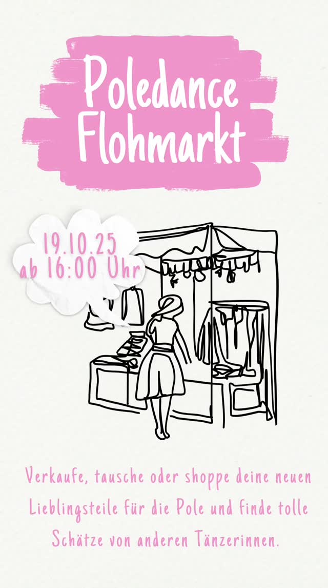 POLEDANCE TAUSCHMARKT! 🛍️✨
Es ist wieder Zeit für neue Pole-Fashion! Verkaufe, tausche oder shoppe deine neuen Lieblingsteile für die Pole und finde tolle Schätze von anderen Tänzerinnen.
Alle Infos auf einen Blick:
📅 Datum: 19.10.
⏰ Uhrzeit: 16:00 Uhr
Komm vorbei zum stöbern, connecten oder um ein paar Snacks zu genießen.
Wer möchte, kann bei einer Gaza-Spendenaktion die Einnahmen spenden.
Melde dich gerne über Eversports an, damit wir wissen, wie viele Personen kommen.