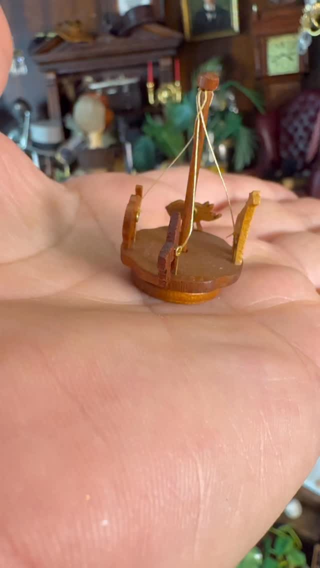 ARTISAN hardwood spinning Noah’s ark toy in 1:12 scale, part of my current estate auction (link in bio to bid)…auction ends Sunday 7pm PM ET.