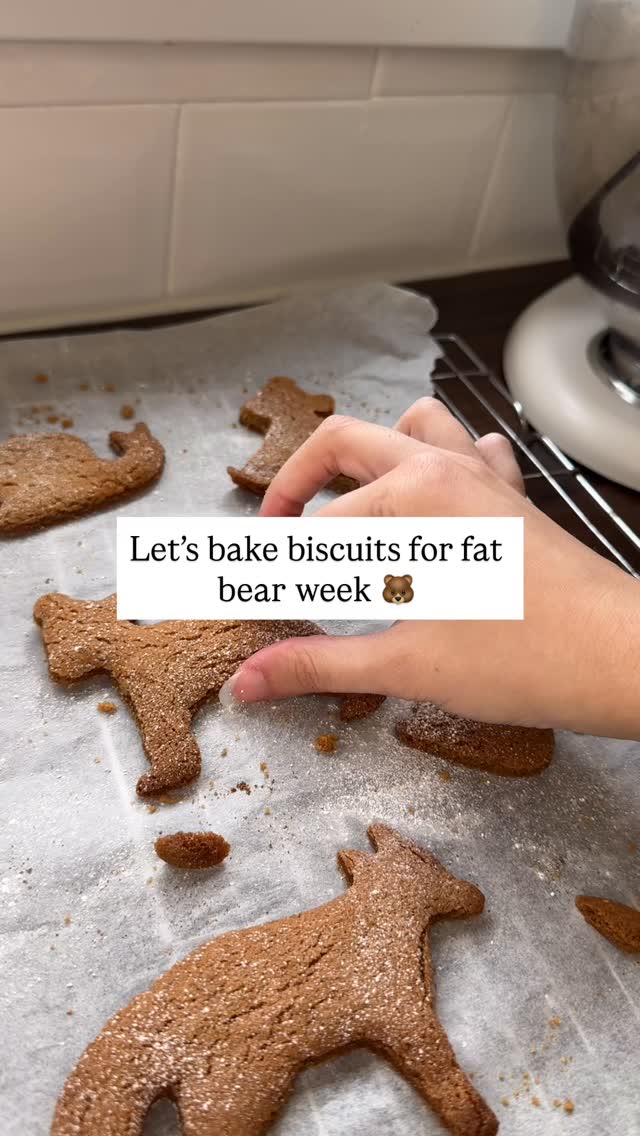 Let’s bake cinnamon biscuits for #fatbearweek 🐻
I was sorting through my cookie cutters the other day and just had to make these cute little guys! They’re a little smaller than the real competitors, maybe better suited as a snack to keep the contestants strength up this winter ❄️
Either way, they’re absolutely adorable! You can find the recipe below, but a full write up with the method is coming to my blog this week 🍪
Comment “recipe” and I’ll send it straight to your DMs ✉️
And, if you’d like to keep up with our circular friends as they compete for top spot, you can find them @exploreorg and @fatbearweek
Recipe:
350g Plain Flour
2 Tsp Cinnamon
100g Unsalted Butter
175g Soft Brown Sugar
4 Tbsp Golden Syrup
1 Tsp Bicarbonate of Soda
1 Egg
#recipe #cinnamoncookies #baking