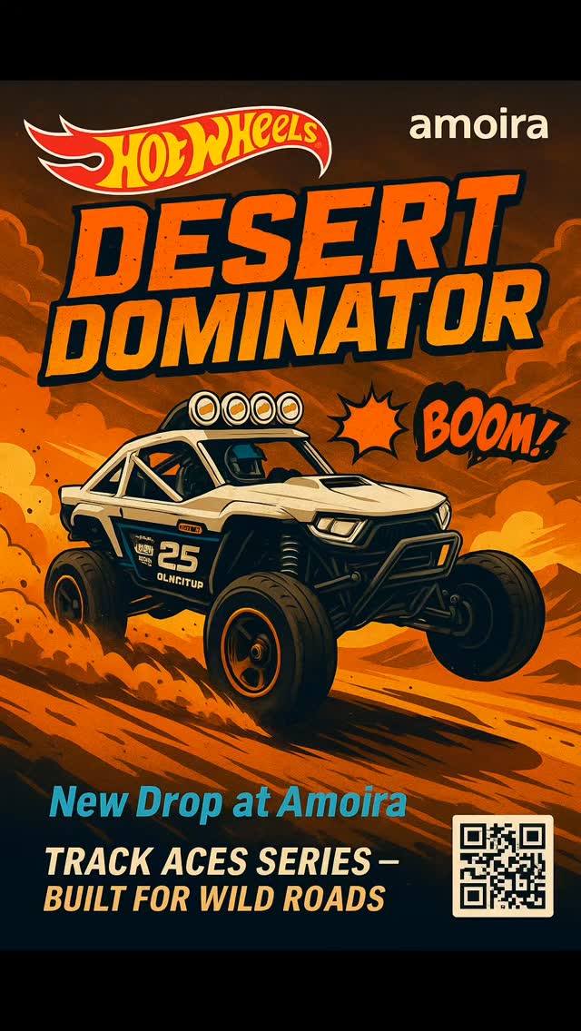Ready to rule the sand? The all-new Hot Wheels Desert Dominator from the Track Aces Series is here to tear up the dunes. Built for wild roads, built for legends. 🏜️🚙💨
Hashtags:
#HotWheels #DesertDominator #TrackAces #BuiltForWildRoads #DuneItUp #OffRoadLegends #HotWheelsCollectors #HotWheelsDrop #adventureunleashed
#amoirafinds #amoiratoys #hotwheelcollection #hotwheelcollector
#explorepage✨