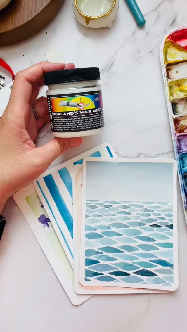 Watercolor Tip of the day 💡
If you’ve been wondering how to protect your watercolor or gouache paintings this is how!
Use Dorlands Wax medium to cover the image.
Don’t use a ton and make sure to gently smooth it into the surface.
I’m sealing these postcards to make sure they don’t get damaged in the mail.
Link to this is in my bio under “favorite watercolor supplies” 🔗 🔝
Can’t wait to send these postcards out! 💌
Follow me @landaruenartshop for more tips 🤗
#watercolor #watercolorpostcards #watercolorsketch #minipainting #landaruenart #landaruenartshop #dorlandswax