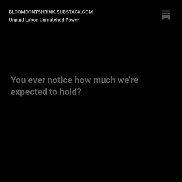 Save this post...They love our labor but not our liberation. 🖤
This essay is my offering, my naming of the theft, and my call for repair.
We’ve built, carried, and sustained generations often without recognition or redistribution.
The time for unpaid labor is over. The invoice is spiritual.
Read the full piece on Substack: bloomdontshrink.substack.com
🌸✨
#BloomDontShrink #BlackWomenDeserve #InvisibleLabor #EconomicJustice #EmotionalLabor #CulturalStrategy #RestAsResistance #GenerationalPower #StorytellingAsMedicine #UnpaidLaborUnmatchedPower #SpiritualInvoice #PayBlackWomen #RestIsRevolution #DJingAsMedicine