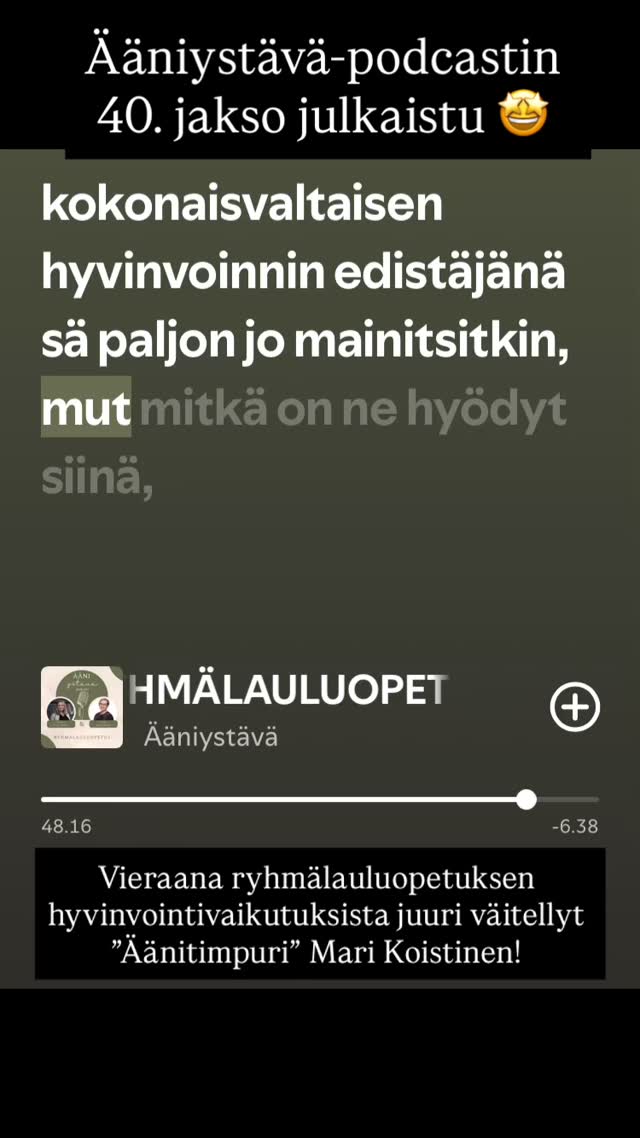 Tämä jakso kannattaa ottaa kuunteluun! Jakso löytyy suoratoistopalveluista sekä suoraan verkosta osoitteesta www.aanikauppa.fi/podcast