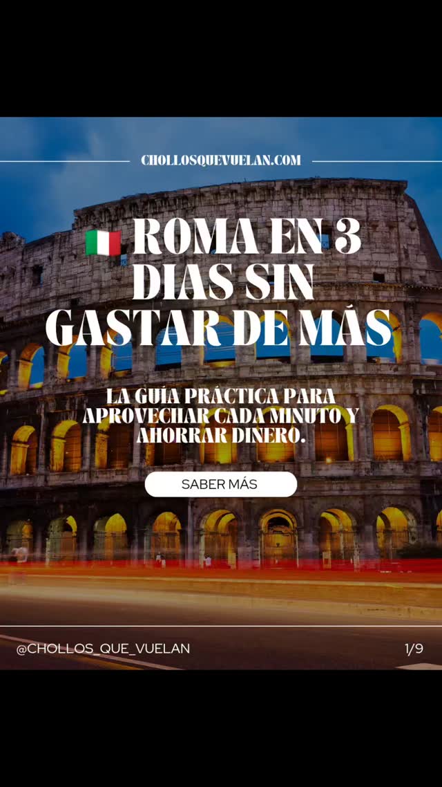 ✨🇮🇹 Roma en 3 días sin gastar de más
¿Sabías que con una buena organización puedes recorrer lo esencial de la Ciudad Eterna en solo un fin de semana largo? 🏛️
En este itinerario exprés descubrirás:
✔️ Coliseo, Foro Romano y Palatino
✔️ El Vaticano y la Capilla Sixtina
✔️ Trastevere y sus pizzas auténticas 🍕
✔️ Rincones secretos como el Jardín de los Naranjos 🌿
✔️ Consejos low cost para ahorrar en transporte, comida y entradas 🎯
📌 Guarda este post para tu próximo viaje a Roma.
📲 Y si quieres la guía completa con enlaces y free tours recomendados, entra ya en 👉 chollosquevuelan.com/blog
✈️ Roma es historia, arte y sabor en cada esquina. ¡Disfrútala al máximo sin que tu cartera sufra!
#RomaEn3Días #ViajarBarato #RomaLowCost #EscapadasEuropa #ViajesPersonalizados #ViajesItalia #ViajarEsVivir #ChollosQueVuelan #TravelTips #GuíaDeViajes #TravelSpain #viajeslowcost #viajar #blogpost #españa