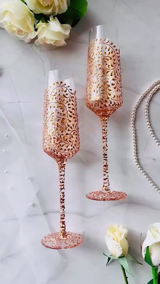 We create Custom hand-painted champagne flutes, made to match your colors and occasion – whether it’s a wedding toast, a golden anniversary, or a sparkling New Year’s countdown. We can customize the colors and motifs to match your theme, making your glasses one-of-a-kind keepsakes. #CustomChampagneFlutes #HandpaintedGlassware #WeddingToastingFlutes #PersonalizedGlassware #UniqueGlassware #BridalShowerGifts #WeddingDetails #AnniversaryGifts #CelebrationEssentials #septembermagic