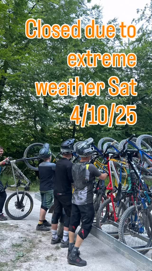 Saturday 4/10/25 high winds of up to 50mph make the bike park too dangerous to open. All tickets are refunded. Sunday looks much better.