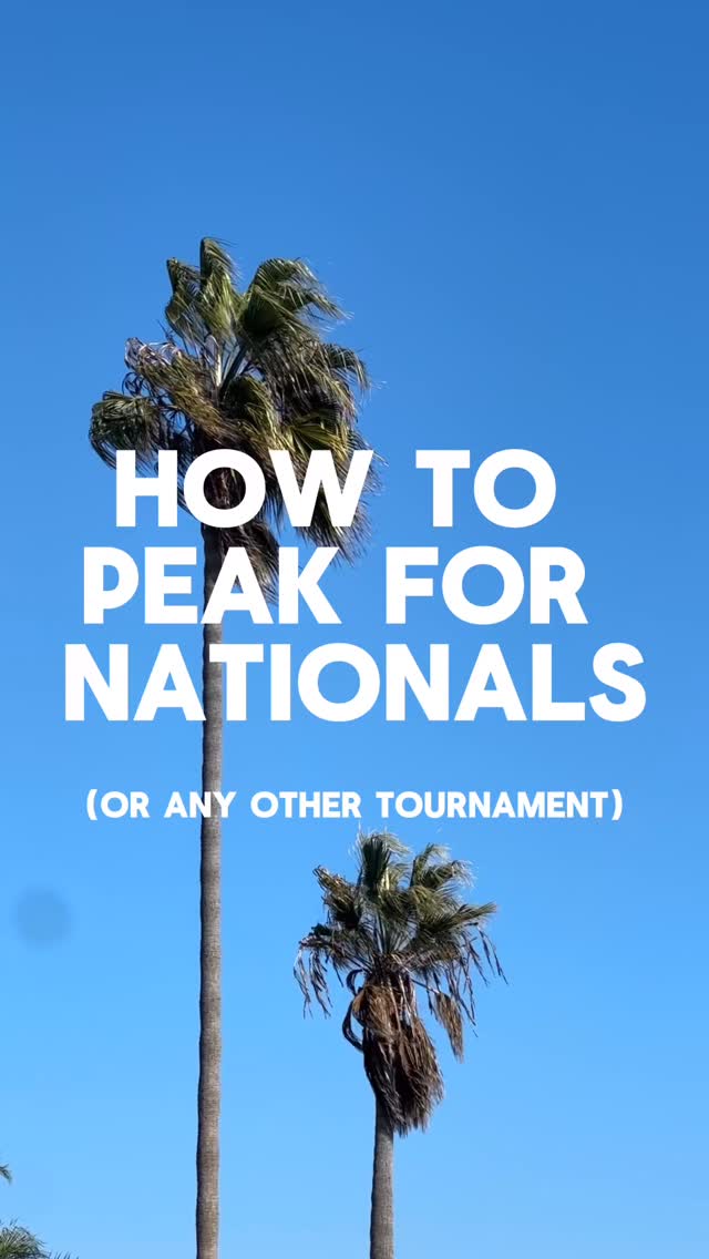 I may not be going to natties (😢) but I can help you understand how to peak for it.
You’ve probably heard of “peaking” or “tapering” for a tournament. But what does it actually mean, and how do you do it right?
At its core, tapering improves performance by reducing accumulated fatigue, improving recovery, and enabling supercompensation.
Training volume decreases, recovery increases, and performance improves. You don’t get fitter in the last two weeks, you get fresher.
Most ultimate players will benefit from a 1–2 week taper. Here’s how it looks:
Three weeks out from your tournament week, you’re going to write down all of the training you’ve done: practices, lifts, conditioning. That’s your baseline training volume (just a fancy way of saying “how much you’re doing”).
Two weeks out from tournament week, reduce the volume by 60–90%, maintain a training frequency of ~80% of normal, and keep the intensity high.
In plain language: do way less total work, train about as often, and keep training heavy and fast.
Here’s an real example from my client as we prepped her for her last tournament:
Training volume: she practices twice a week, lifts twice, and does one conditioning session.
Two weeks out: Same practice schedule. In the gym, she only does 2–3 sets per lift, cuts accessory work, and adds mobility. Conditioning shrinks to ~60% of normal (e.g., 6 bike intervals instead of 15). Intensity across the board stays high (lifts heavy, runs fast).
One week out: Practices stay the same. Lifts drop to 1–2 heavy sets per exercise. Conditioning gets swapped for a tournament-style warmup and extra throwing.
Tournament week: One short gym session early in the week, leaving plenty in the tank. If her team practices, it’s game-speed but not high volume. No conditioning this week.
By the time the tournament arrived, she was feeling fresher and more confident, and ready to cash in on the work she’s been putting in.
Save this for your next tournament!