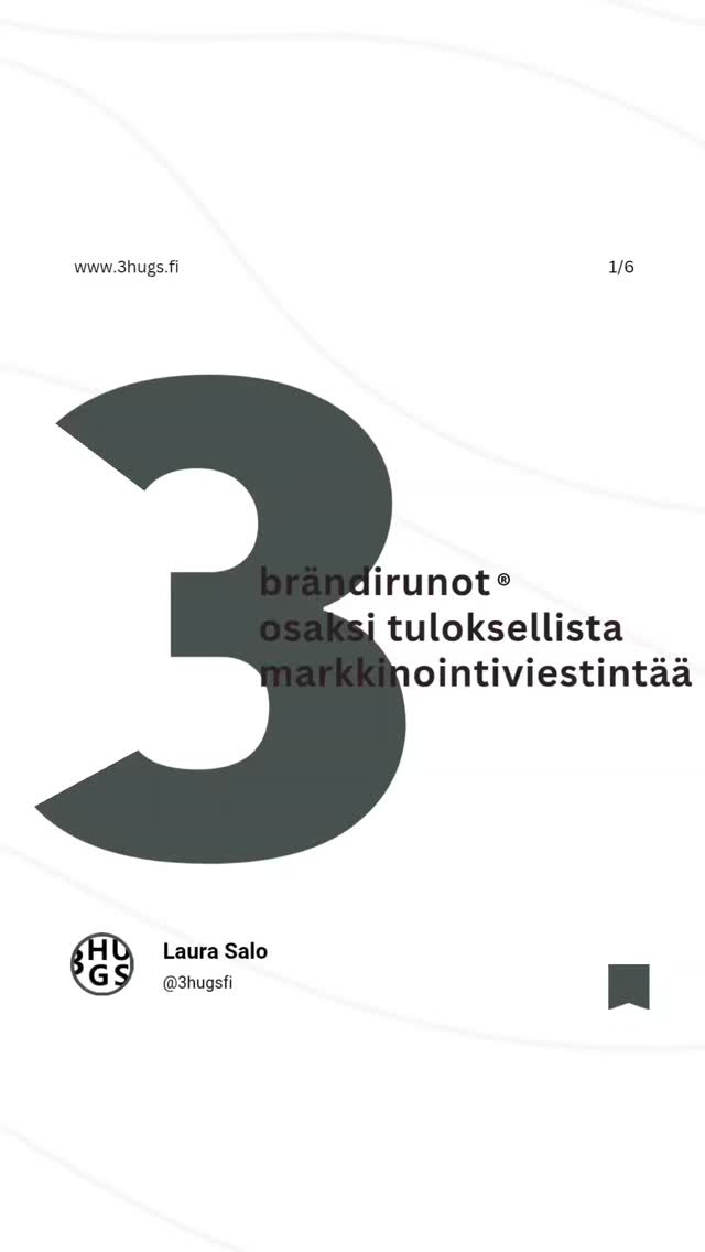 Ennen viikonlopun hulinoita, toivotetaan tervetulleeksi markkinoinnin ja mainonnan ihmeelliseen maailmaan - brändirunot®
~ 𝟯𝗛𝗨𝗚𝗦 𝗫 𝗕𝗟𝗢𝗚𝗜 ~
Miltä yrityksesi kuulostaisi runona? Ota brändirunot osaksi tuloksellista markkinointiviestintää!
// MITÄ?
🗣️ Sanoilla on suuri voima, ne ovat paljon muutakin kuin viestejä – parhaimmillaan ne luovat elämyksiä. Kun brändisi ydinviesti, tarina ja arvot puetaan runon muotoon, se jää mieleen eri tavalla - se koskettaa, yllättää ja erottuu.
\\ MITEN?
🖊️ Brändirunot® ovat uusi innovaatio mainosalalla. Niiden avulla voidaan luoda kestävää kilpailuetua toimialasta ja yrityksen koosta riippumatta.
// MIKSI?
🫂 Lyhyesti, brändirunoissa yrityksen tavoiteltu viestinnän kärki puetaan runon muotoon, joka kertoo samalla yrityksen tarinaa ja kuvastaa arvoja. Runomuodossa viestintä pysäyttää todennäköisemmin sen sanoman äärelle herättämällä kokijassaan ajatuksia sekä tunteita.
\\ KIINNOSTUITKO?
Lue koko julkaisu + tee brändisi kehittämistä palveleva pohdintatehtävä 👇
~ www.3hugs.fi/blogi
Linkki myös BIOssa!
#3hugs #3hugsfi #3hugsmarketing #3hugsbranding #huomisenmarkkinointia #brändiviestintä #markkinointiviestintä #viestintä #brändiruno #tunnemarkkinointi #blogi