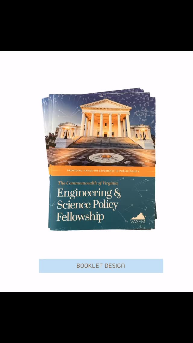 Two booklets. One purpose: celebrating science, innovation, and impact in Virginia.
I designed these for VASEM:
✨ One highlighting the 2025 COVES Fellows, graduate students diving into the intersection of science and policy.
✨ Another honoring this year’s newly elected members of the Virginia Academy of Science, Engineering and Medicine.
It was inspiring to bring these to life, from interviewing COVES alumni to showcasing the incredible research shaping our Commonwealth and beyond.
#graphicdesign #publicationdesign #bookletdesign #vasem #scienceandpolicy #virginia #nonprofit #designforimpact #katiediddesigner