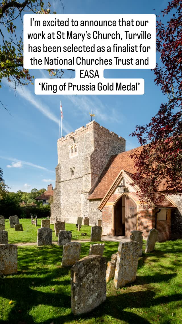 We are excited to announce our work to St Mary’s Church, Turville is a finalist for the ‘King of Prussia Gold Medal’
Our work included a full repair project across all areas of the church, with key items including; reroofing, timber repairs to the tower, regilding the weathervane, removal of cement and replacement in lime render, new lighting and electrics, redecoration, improvement of the external appearance of the porch, refurbishment of the w/c and sensitive window repairs.
This award, run by the National Churches Trust and EASA, celebrates excellence in church conservation — and we’re honoured to be recognised for our work.
#ChurchConservation #ecclesiastical #repairworks #conservationarchitect #KingOfPrussiaAward #NationalChurchesTrust #TurvilleChurch #historicbuildings #finalists