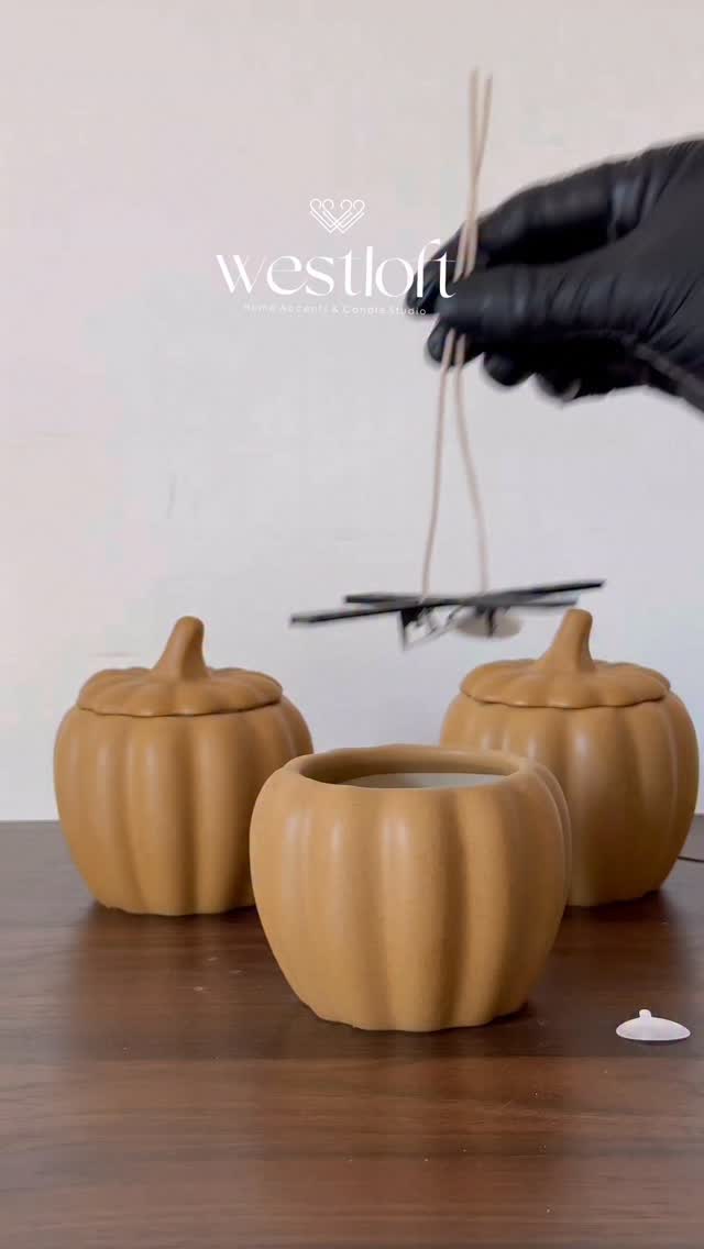 Autumn, pumpkin, and a lit candle — the perfect trio 🍁🕯️