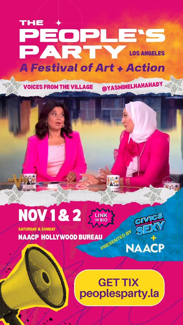 Get ready to laugh and learn at The People’s Party - Los Angeles November 1st with @yasminelhahahady
Comedian, lawyer, and storyteller Yasmin Elhady — star of Muslim Matchmaker on Hulu — brings her signature wit and wisdom to The People’s Party, proving that civic dialogue can be as funny as it is fierce.
GET TIX - peoplesparty.la
Many thanks to @mpachollywoodbureau for coming on as a sponsor for The People’s Party! We are greater than the sum of our parts.
#CivicsIsSexy #ThePeoplesParty #YasminElhady #MuslimMatchmaker #ComedyMeetsCivics #ArtAndAction