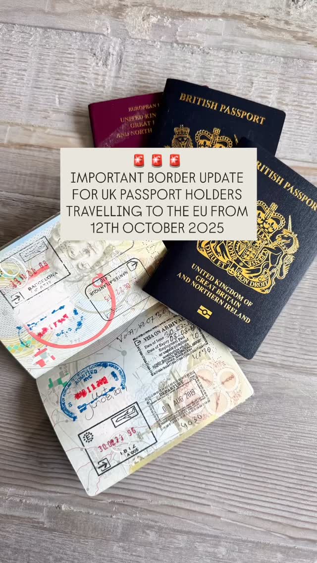 🚨 INTRODUCING THE EES 🚨
From 12th October 2025 new EU border rules come into place. This is the Entry/Exit System or the EES, which applies to all non-EU travellers travelling to the Schengen area, so if you’re a UK (or Ireland) passport holder this means you!
First time crossing into the Schengen area? You’ll need to:
• scan your passport
• have a facial photo captured
• have 4 fingerprints taken (this doesn’t apply to under 12’s)
Your EES record then lasts 3 years, or when your passport runs out, which ever comes first.
The system will gradually be rolled out with full implementation by 10 April 2026.
Passport stamping will continue during the transition period, however this will cease come April 26.
⚠️ Expect longer queues initially, so give yourself extra time at arrivals/departure!
Please share with anyone travelling the EU from tomorrow!
Informational
#EES #EntryExitSystem #EUBorderRules #EuropeTravelUpdate #EUBorders #EESExplained #TravelRequirements