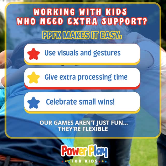 🍎 TEACHER TIP: Every learner deserves to feel included in play.
Working with kids who need extra support? Power Play for Kids makes it simple to adapt games so everyone can join in the fun.
✨ Try this:
— Use visuals & gestures 👋
— Give extra processing time ⏳
— Celebrate small wins 🎉
Our games aren’t just fun — they’re flexible, so every child can feel successful. 💙
💭 Teachers & caregivers: what’s one strategy YOU use to adapt activities for all learners? Share below! 👇
🔗 Explore flexible, ready-to-play games here: www.powerplayforkids.com
#PlayOutsideTheBox #KidsActivities #PowerPlayforKids #PPFK #EarlyChildhoodEducation #PlayBasedLearning #TeacherLife #LittleLearners #LearningThroughPlay #PreschoolFun #HandsonLearning #KidsActivities #ClassroomIdeas #preschool #grossmotorskills #teacherresources #movementmatters