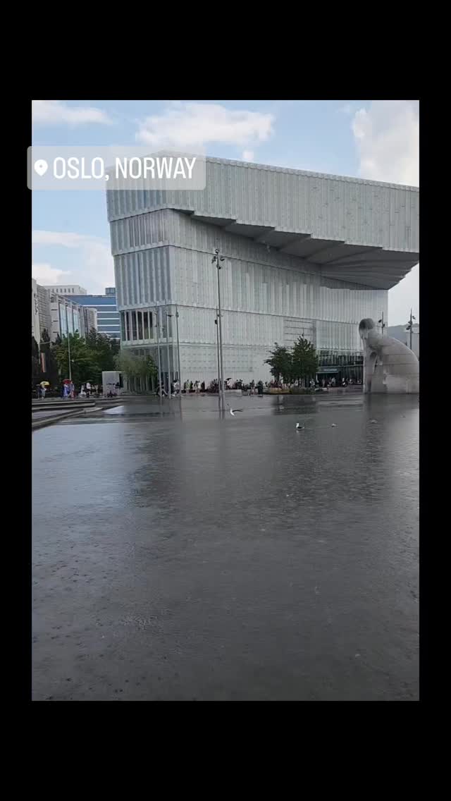 Visiting Oslo in July was a real highlight.
The morning started with a light rain, giving the city a calm, reflective atmosphere.
My first stop was the Norwegian National Opera and Ballet — a stunning modern landmark right on the harbor, where you can walk up the sloping roof for great views of the water and skyline.
From there, I followed Karl Johans gate, Oslo’s main street, filled with cafés, shops, and historic buildings leading directly to the Royal Palace.
The palace grounds were open and peaceful — green lawns shining after the rain, perfect for a mid-day stroll once the sun came out.
Later, I visited Vigeland and Frogner Parks, home to the famous sculpture collection that captures so many expressions of life.
As the day wound down, I caught the train back to my hotel near the airport, wrapping up a full and beautiful day exploring Oslo.