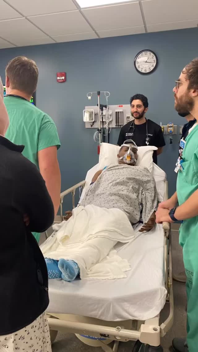Sim training with our high fidelity training friend Sim man Sam who can blink, speak to us, has realistic breath sounds, pulses and more! #medpeds #mp4l #medicalresidency #meded #residency #match2025 #eras2025