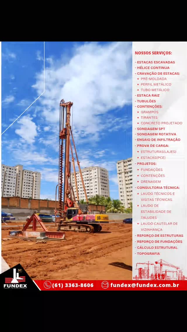 🚧 Excelência que vem do solo! 🌎
Na Fundex Fundações, cada metro de estaca representa mais de 50 anos de experiência, qualidade e compromisso com a engenharia de alto desempenho. 💪
Nesta obra, estamos executando estacas em hélice contínua monitorada, garantindo segurança, precisão e eficiência em todas as etapas do processo.
Quando o assunto é fundação de confiança, conte com quem tem décadas de tradição e tecnologia a serviço da construção civil!
#FundexFundações #HéliceContínua #EngenhariaDeFundações #QualidadeFundex #ObraComExcelência #Geotecnia #ConstruçãoCivil #FundaçõesProfundas #BrasíliaDF