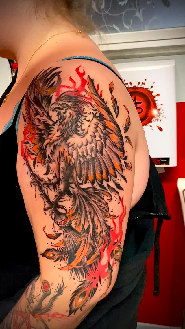 Réaliser par sid 🔥#tatoueuralsace #sidtattoo68 #phoenix #tatoueurfrançais #tatouage