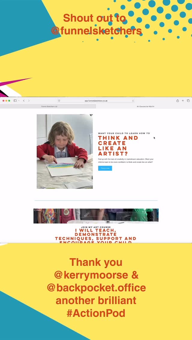 Another week spinning plates, hats and skill sets.
I have been learning new skill sets through the amazing Kerry Moorse @kerrymoorse @funnelsketchers & Laura @backpocket.office
Concentrating on designing a sales page this week. Focusing on how best to set out in clear, succinct, with total honesty & integrity to assure potential customers that I have something of value to offer.
I have now designed the Sales Page! 🙌🏻🙌🏻🙌🏻
Day 1 Structure with brand boards, templates, page sections, undo mistakes which there always are! Creating sections, rows& columns, duplicating, deleting and moving things around
Day 2 looking at fonts, sizing imagery, footers, SEO meta data
Day 3 Editing text, understanding colours, images, buttons & FAQ sections
Day 4 Backgrounds, spacing & mobile friendly versions
I can’t recommend Funnel Sketchers enough as alongside this insightful and helpful course I have had incredible help from Laura at #funnesketchers supporting me on another issue which I haven’t looked at as yet! Happy Days again as this necessary distraction is not something I generally applaud when it keeps me away from my creativity!
Oh and I have also been doing more designing for my upcoming solo show, as well as teaching!!!