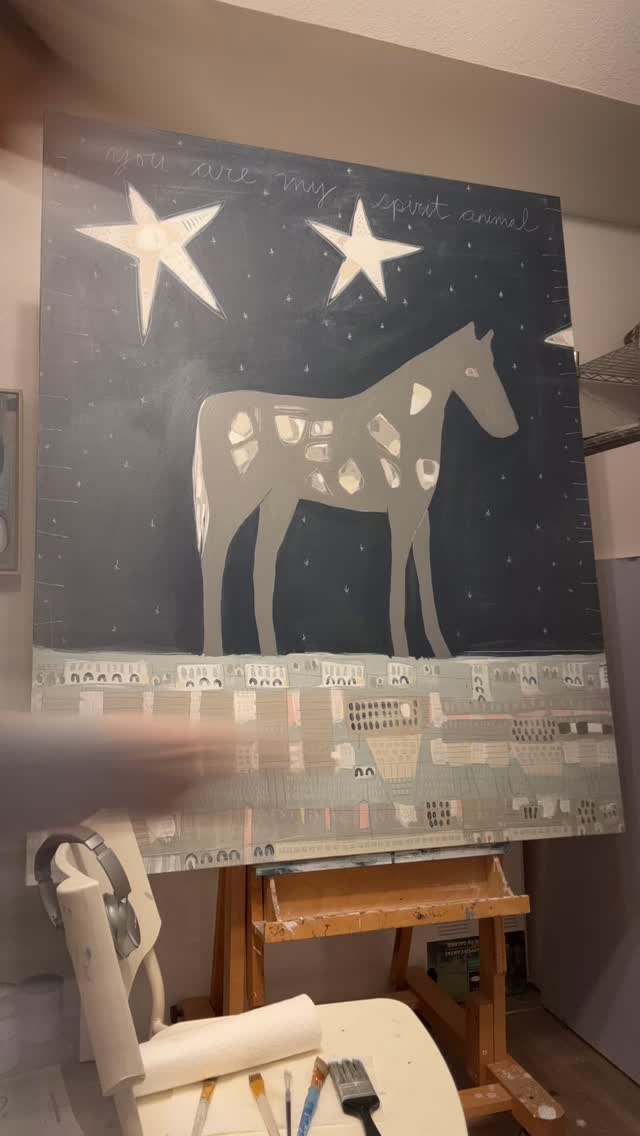 This one is feeling almost complete. Maybe tomorrow…
#art #texaspainter #texasartist #contemporaryfolkart #artforsale