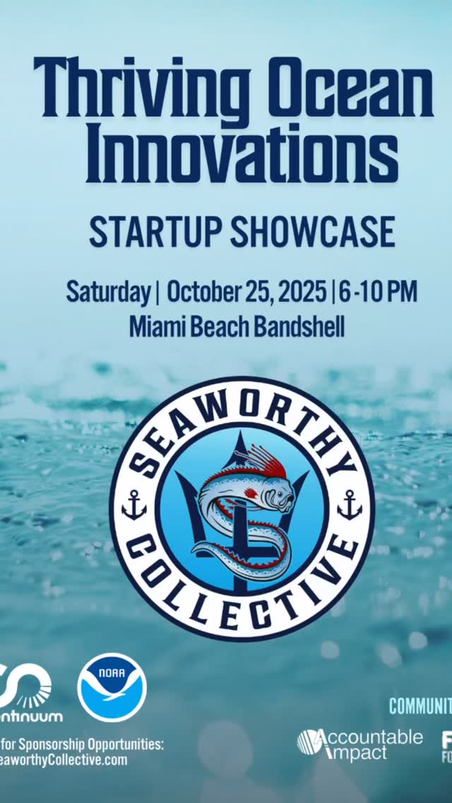 Join us on October 25th at the historic Miami Beach Bandshell for our flagship Fall Showcase event! This year’s event has been revamped, and we are celebrating the hard work being done by cohort 6 BlueTech startup founders who Seaworthy Collective has been mentoring and supporting through the fall.
We have an exciting program planned that includes startup pitches, interactive activities, and networking.
This year, every ticket purchase will be entered into an exciting raffle, and the first 100 ticket holders get a complimentary drink ticket!
Don’t miss the biggest night of the year for ocean innovation & impact in Miami! Click the link in the bio and get your ticket today!
#seaworthycollective #bluetech #miamibeachbandshell #startup showcase #miamibeachevents #innovation #entreprenuership #startups