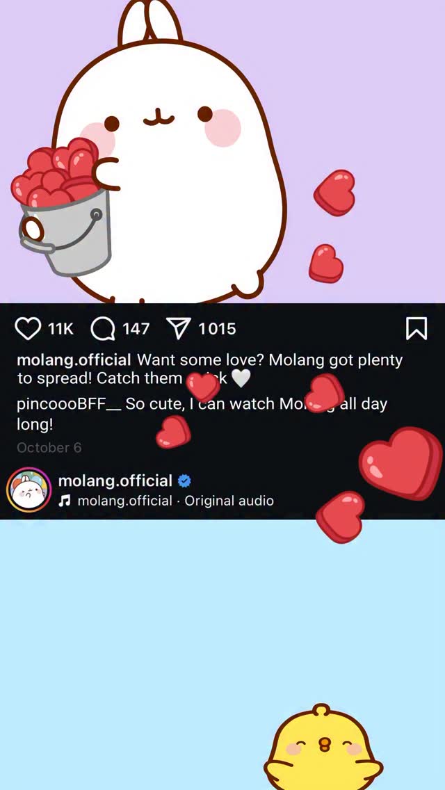 Comment ❤️ to receive a heart from Molang 🤍✨ #spreadkindness