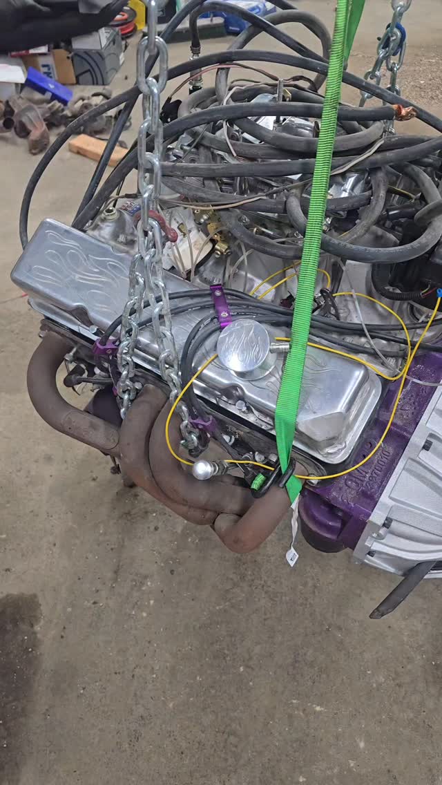 Got the transmission mocked up with the new bell housing
#manual #clutch #sbc #camaro #racecar