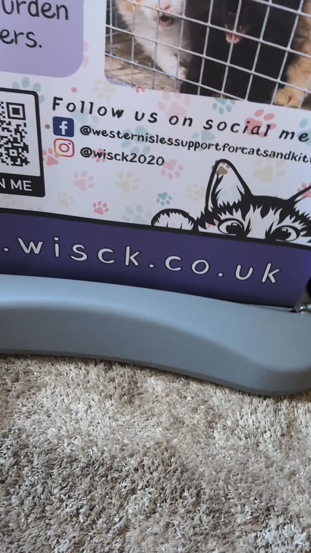 A new outdoor double sided banner for @wisck2020 successfully created, ordered & assembled (with the help of a step ladder as it's over 2m tall and I am not 🤣).
The second side is in Gaelic and the base can be filled with water to ensure it can withstand those Hebridean winds (we hope 😹🤞🏼)