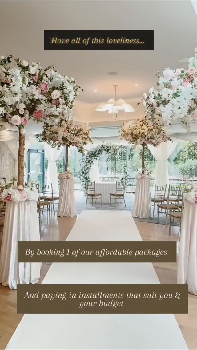 Luxury Decor without breaking the bank.
🤍Book one of our affordable packages and pay in installments leading up to your wedding day.
🤍You decide how much and how often.
🤍Balance is not due until the day before the wedding.
🤍Stress free & easy to book.
🤍If you would like a copy of our brochure please message me, or email amy@glitz.ie