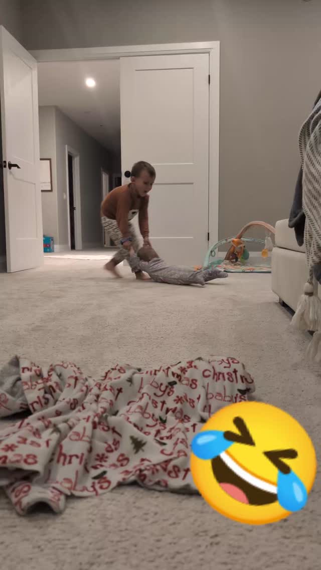 Adeline Getting a little taste of what it's like to play with her older brother 😂😆 LOL