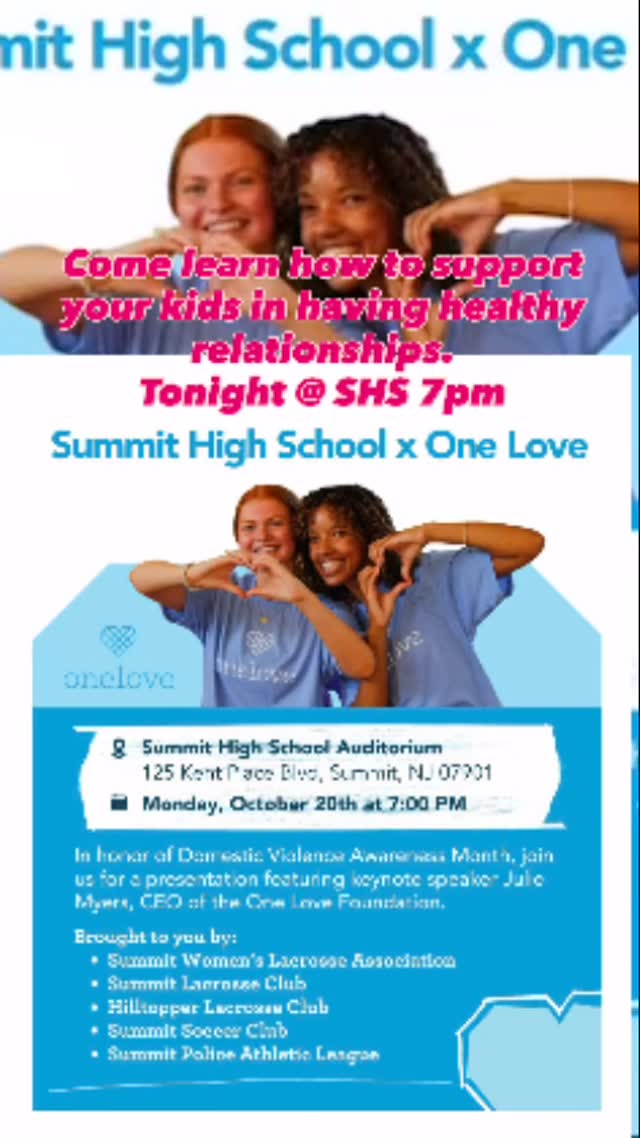 Come join us at SHS auditorium for an important event. Learn more about OneLove and they work they do to teach young people about healthy and unhealthy relations via 🔗 in our bio…