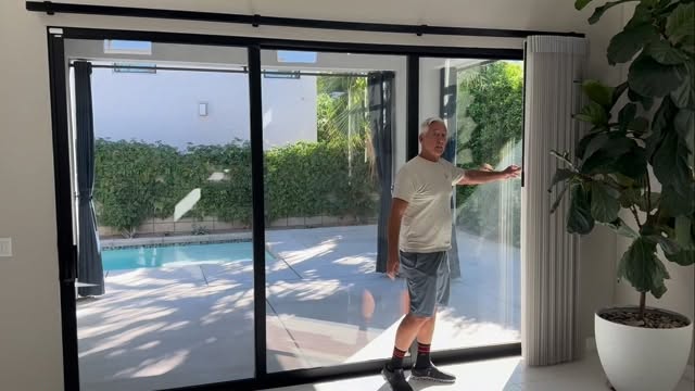 Imagine a drapery you can walk through! And turn the vanes for privacy! Smart Drape by @normanwindowfashions Norman Window Fashions .
.
.
.
#rollshades #palmsprigsblinds #hunterdouglas #somfy #blackouts #laquintablinds #ranchomirage #indianwells #palmdesert #cathedralcity
#palmsprings #rollershades #windowtreatmentpalmsprings #shutters #plantationshutters #motorizedrollershades #electricrollershades #automatedrollershades #smarthome