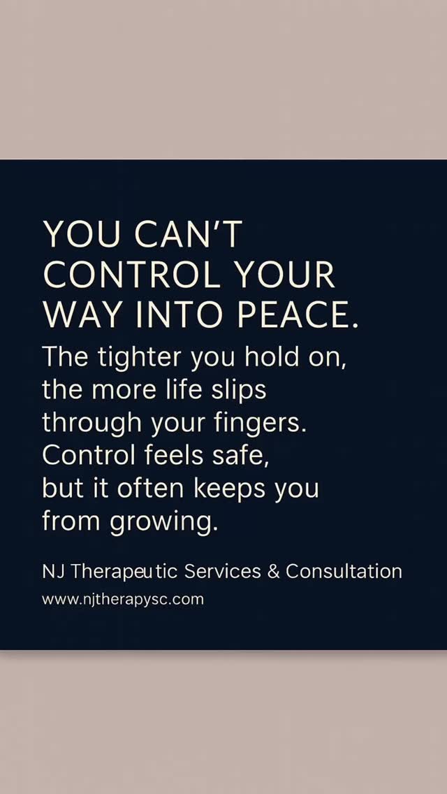 Learning to release control is an act of trust, not weakness. 🌿 When we stop gripping so tightly to how life “should” unfold, we open ourselves to how it needs to. Growth begins when surrender replaces resistance.
✨ NJ Therapeutic Services & Consultation — helping you find peace in the moments you can’t control.
🌐 www.njtherapysc.com
Disclaimer:
This post is for educational and emotional wellness purposes only and is not a substitute for professional therapy or medical advice. If you are in crisis, please contact a licensed mental health professional or call/text 988 for immediate support.
#mentalwellnessjourney
#radicalacceptance
#therapyhelps