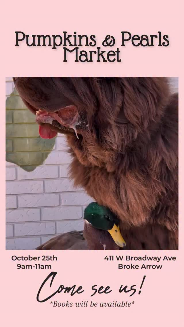 Come hang out with us at the Pumpkins and Pearls Market! There will be over 100+ local vendors there from 9-3. We will only be there the 2 hours in the am. Look forward to see you!
#brokenarrow #market #dogsofinstagram #ducksofinstagram #animals #books