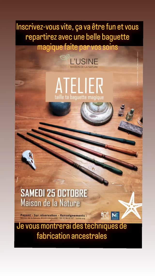 Venez fabriquer votre baguette magique, je vous montrerai comment faire, comment la rendre unique. Les outils adaptés, les peintures et bois pour la fabrication sont fournis et vous repartirez avec vos créations.
#romaricgears #props #outdoorgear #harrypotter #wand #baguettemagique