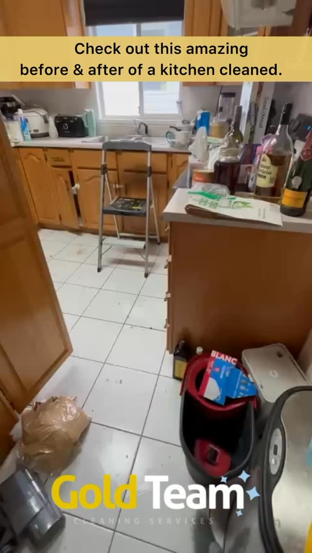 ✨ Kitchen Transformation Alert! ✨
Check out this amazing before & after of a kitchen cleaned by the Gold Team!
From greasy surfaces to sparkling counters, we make every corner shine so you can enjoy a clean and healthy space.
📹 Watch the full transformation in our video and see the Gold Team difference!
#GoldTeamCleaning #BeforeAndAfter #KitchenCleaning #SparklingClean #CleaningServices #ProfessionalCleaning