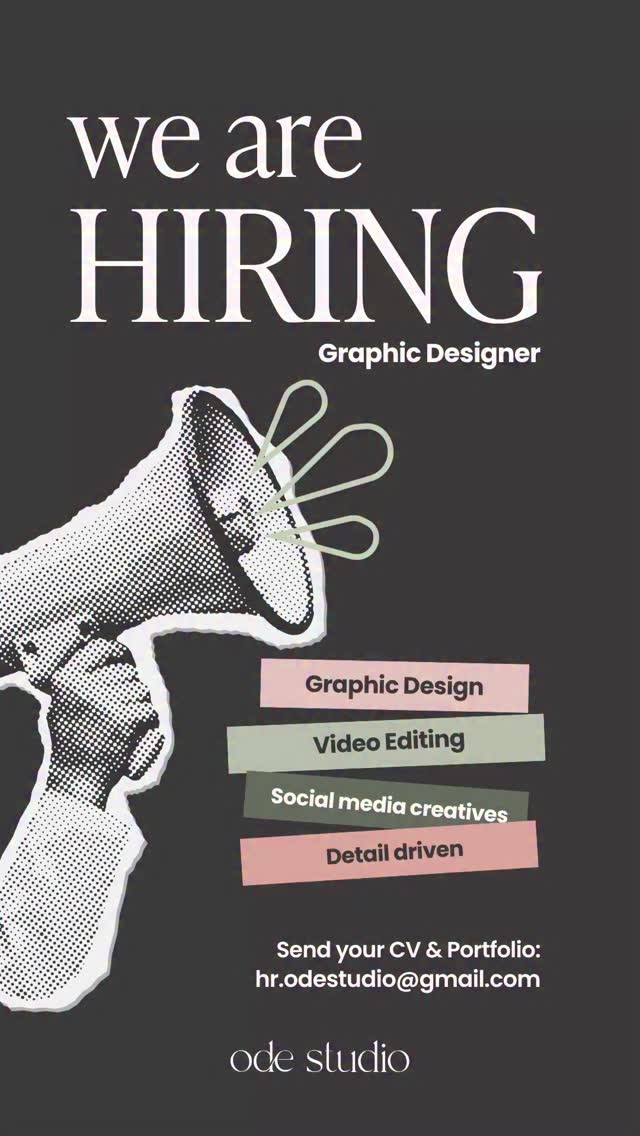 We’re growing the Ode Team!
Looking for a Graphic Designer who’s all about visuals that make people stop scrolling. If design & editing is your thing - slide into our inbox at hr.odestudio@gmail.com. We’d love to have you a part of our women-led creative team!