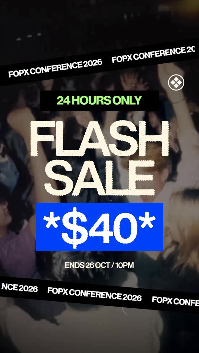 FOR THE NEXT 24 HOURS FOPX CONFERENCE 2026 WILL BE ONLY GOING AT $40!
Go to our link in bio and register now 🔥
FOPx conference 2026: The Year Of The Generations
Dates 20-21 March
Location: Suntec City